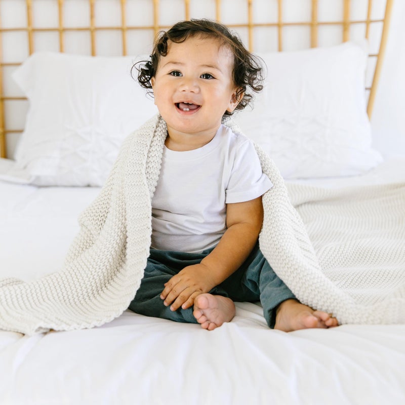 Makemake Organics Organic Cotton Throw Blanket GOTS Certified Organic Knit Blanket Couch Bed Neutral Fall Colors Soft Cotton Throw Blanket Large (50x60, Ivory) - Image 3
